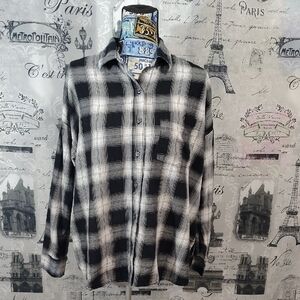 Old Navy Women's Black and White Plaid Blouse